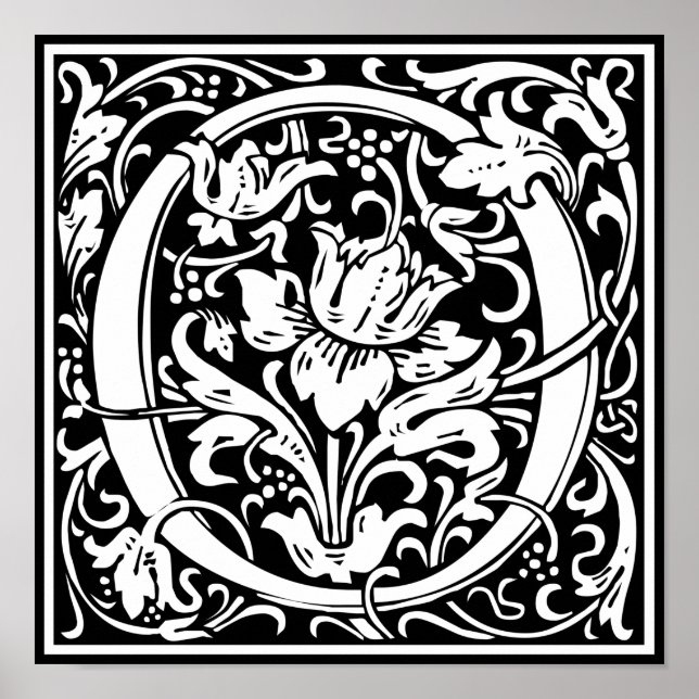Póster Letra O Monograma Medieval Inicialv (Frente)