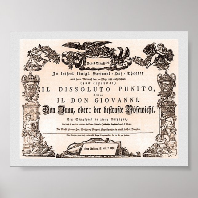 Poster Letra original, estreia de Viena de Don Giovanni (Frente)