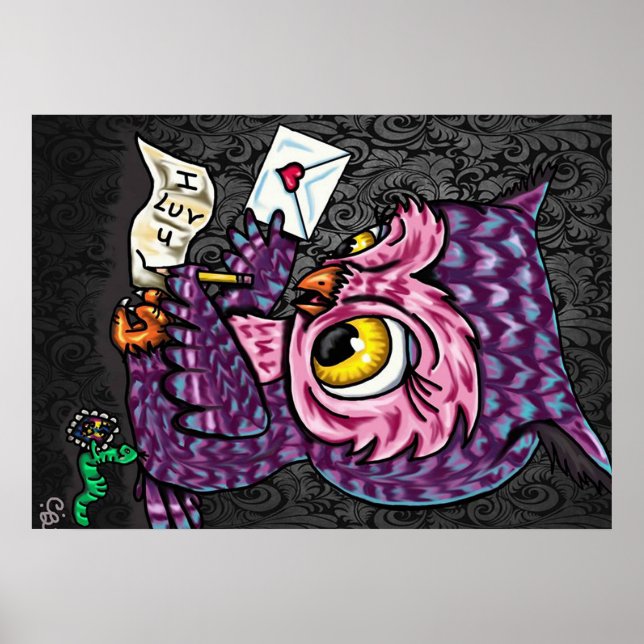 Poster Letra Owl Love (Frente)