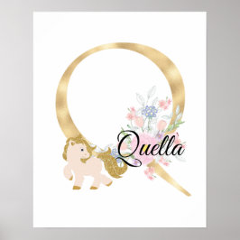 Poster Letra Q monograma personalizado com pônei