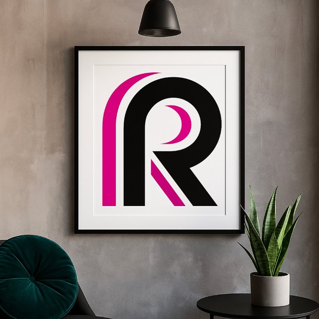 Poster Letra R rosa e preta (Criador carregado)