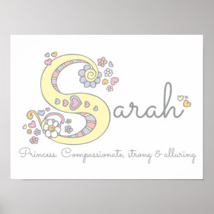 Póster Letra S de monograma artístico para nome Sarah sig