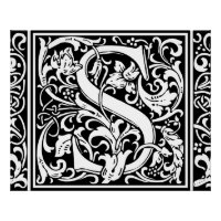 Letra S Monograma Medieval Arte Nova