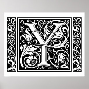Póster Letra Y Monograma Medieval Arte Nova