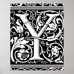 Póster Letra Y Monograma Medieval Arte Nova