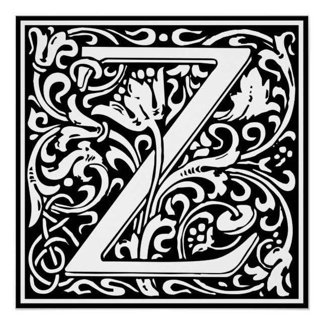 Póster Letra Z Monograma Medieval Arte Nova (Frente)