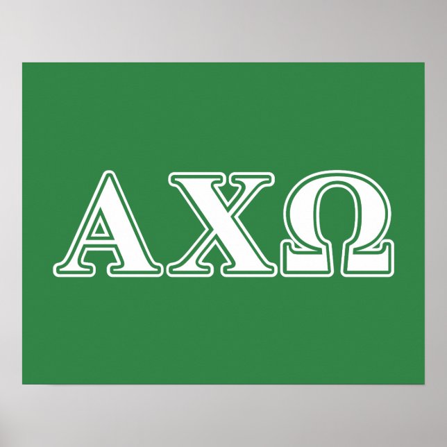 Poster Letras Brancas e Verdes da Alphi Chi Omega (Frente)