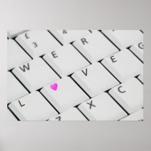 Póster Letras de amor do teclado do computador