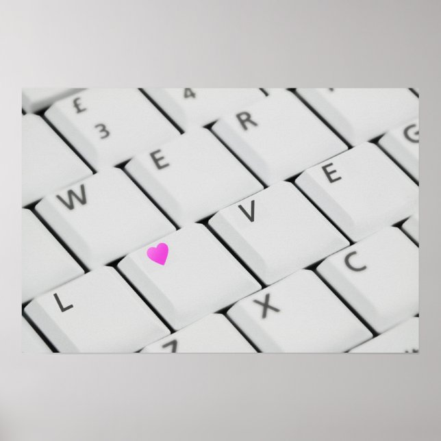 Póster Letras de amor do teclado do computador (Frente)