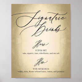 Poster Letras de Caligrafia Assinatura de Bebidas Sinal d