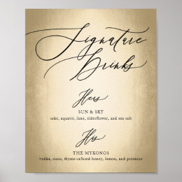 Poster Letras de Caligrafia Assinatura de Bebidas Sinal d