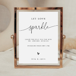 Poster Letras de Caligrafia Deixe o Amor Brilhar Sinal de