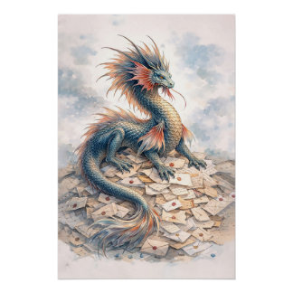 Póster Letras de Dragão Aquático