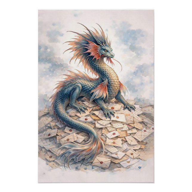 Póster Letras de Dragão Aquático (Frente)