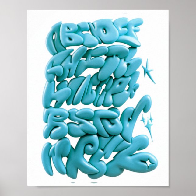 Poster Letras de Grafite 3D desenhadas à mão em procriaçã (Frente)