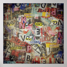 Poster Letras de jornal rasgadas modernas design