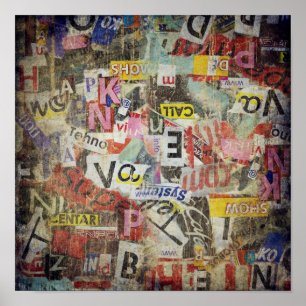 Poster Letras de jornal rasgadas modernas design