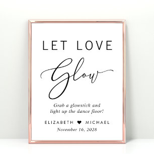 Poster Letras de Neon para Casamento 'Deixe o Amor Brilha