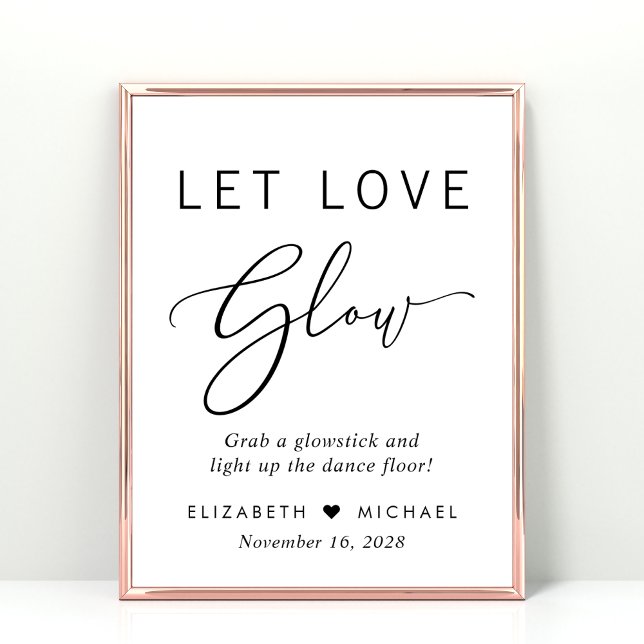 Poster Letras de Neon para Casamento 'Deixe o Amor Brilha (Criador carregado)