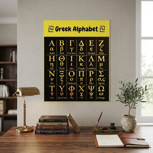 Poster Letras do Alfabeto Grego de A-Z em Ordem Pronúncia