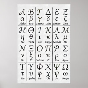 Poster Letras Gregas Manuscritas Alfabeto Grego Cursivo