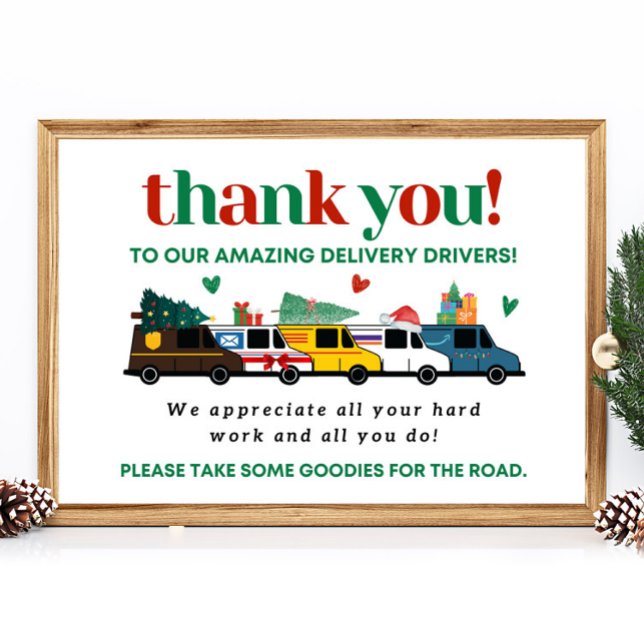 Poster Letreiro de agradecimento para entregador de Natal (Printable Instant Download or Shipped To Your Home)