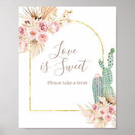 Poster Letreiro de Aquarela Rosa Boho Cactus O Amor é Doc