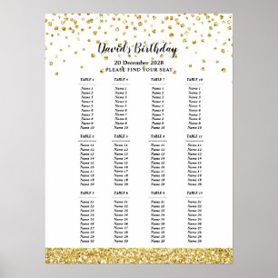 Poster letreiro de assento dourado com brilho, assento de