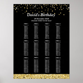 Poster letreiro de assento dourado com brilho, assento de