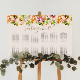 Poster Letreiro de assento floral de jardim de aquarela d