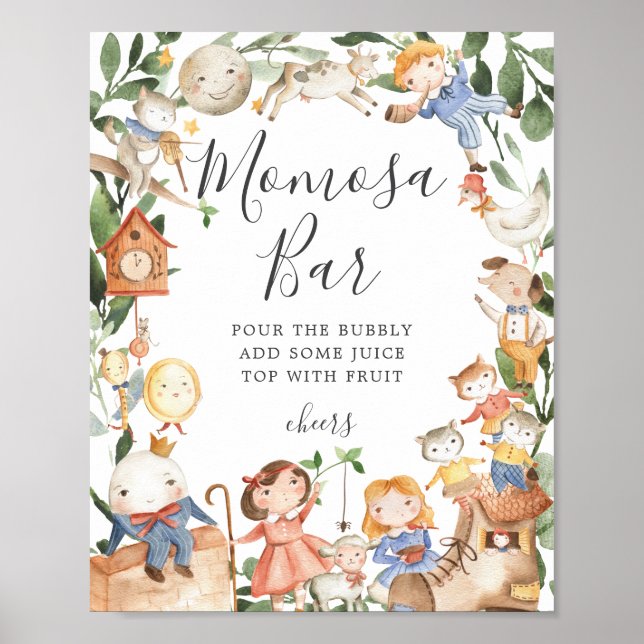 Poster Letreiro de Bar de Mimosa para Chá de Bebê de Rima (Frente)