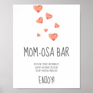 Poster Letreiro de Bar Mãe-osa Corações em Aquarela