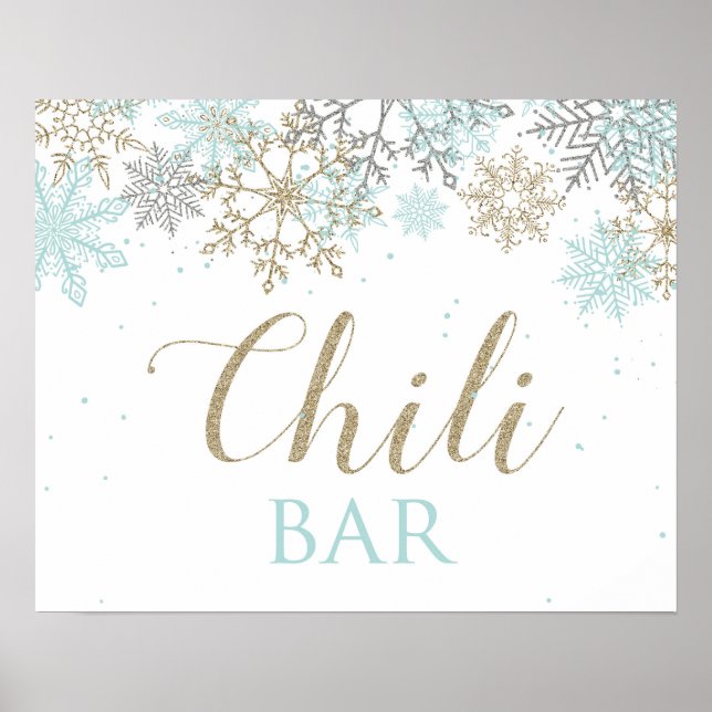 Poster Letreiro de barra de chili floco de neve Winter On (Frente)
