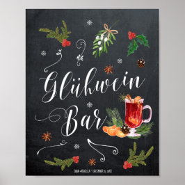 Poster letreiro de barra de Gluhwein de inverno casamento