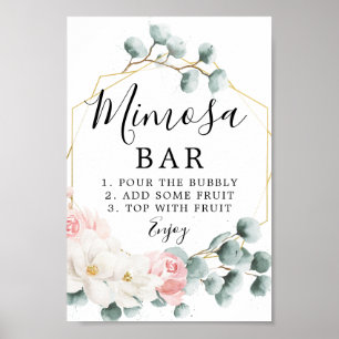 Poster Letreiro de Barra de Mimosa com Verdura Floral