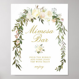 Poster letreiro de barra de mimosa para chá de noiva flor
