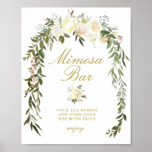 Poster letreiro de barra de mimosa para chá de noiva flor