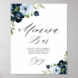 Poster letreiro de barra de mimosa para chá de noiva flor