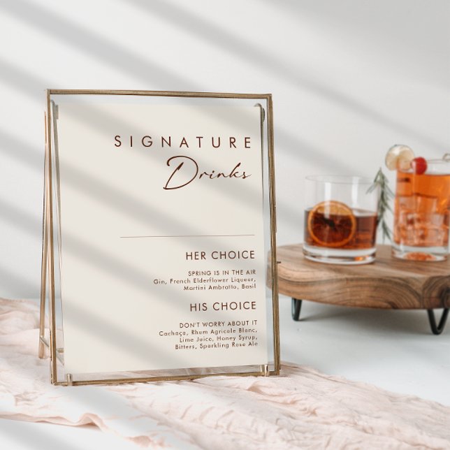 Poster Letreiro de Bebidas com Assinatura Branco Natural  (Criador carregado)
