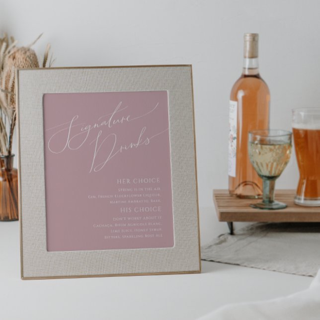 Poster Letreiro de Bebidas com Letra Caprichosa Rosa Empo (Criador carregado)