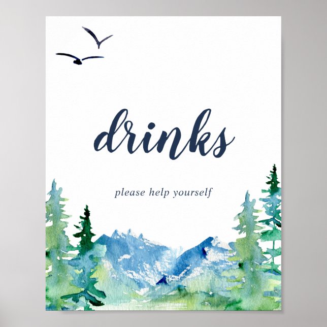 Poster Letreiro de Bebidas da Montanha Rochosa (Frente)