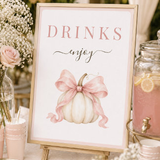 Poster Letreiro de Bebidas para Chá de Bebê com Abóbora B