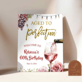 Poster Letreiro de Boas-Vindas de Aniversário de Vinho En