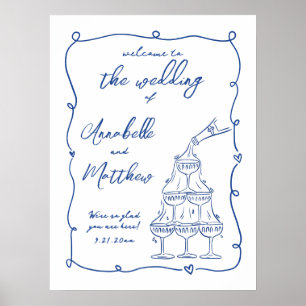Poster Letreiro de Boas-Vindas de Casamento Azul Capricho