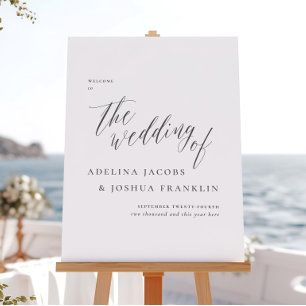 Poster Letreiro de Boas-Vindas de Casamento com Caligrafi