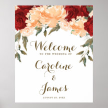 Letreiro de boas-vindas de casamento com flores ve