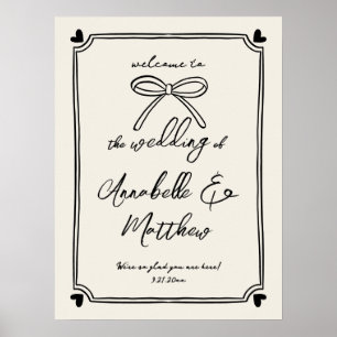 Poster Letreiro de Boas-Vindas de Casamento Vintage Desen