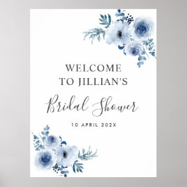 Poster letreiro de boas-vindas para chá de noiva floral a