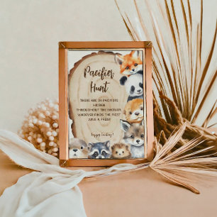 Poster Letreiro de Caça ao Chupeta com tema de Animais da