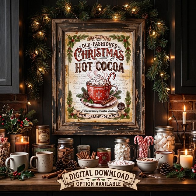Poster letreiro de cacau de Natal fora de moda (Criador carregado)